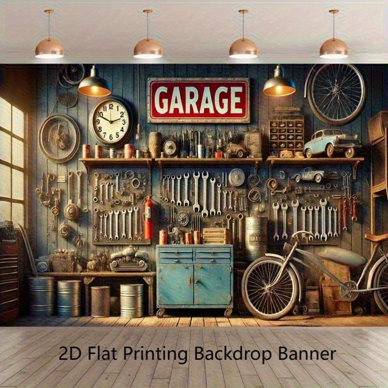 Workshop Tools Background - Bannière de fond pour garage industriel,