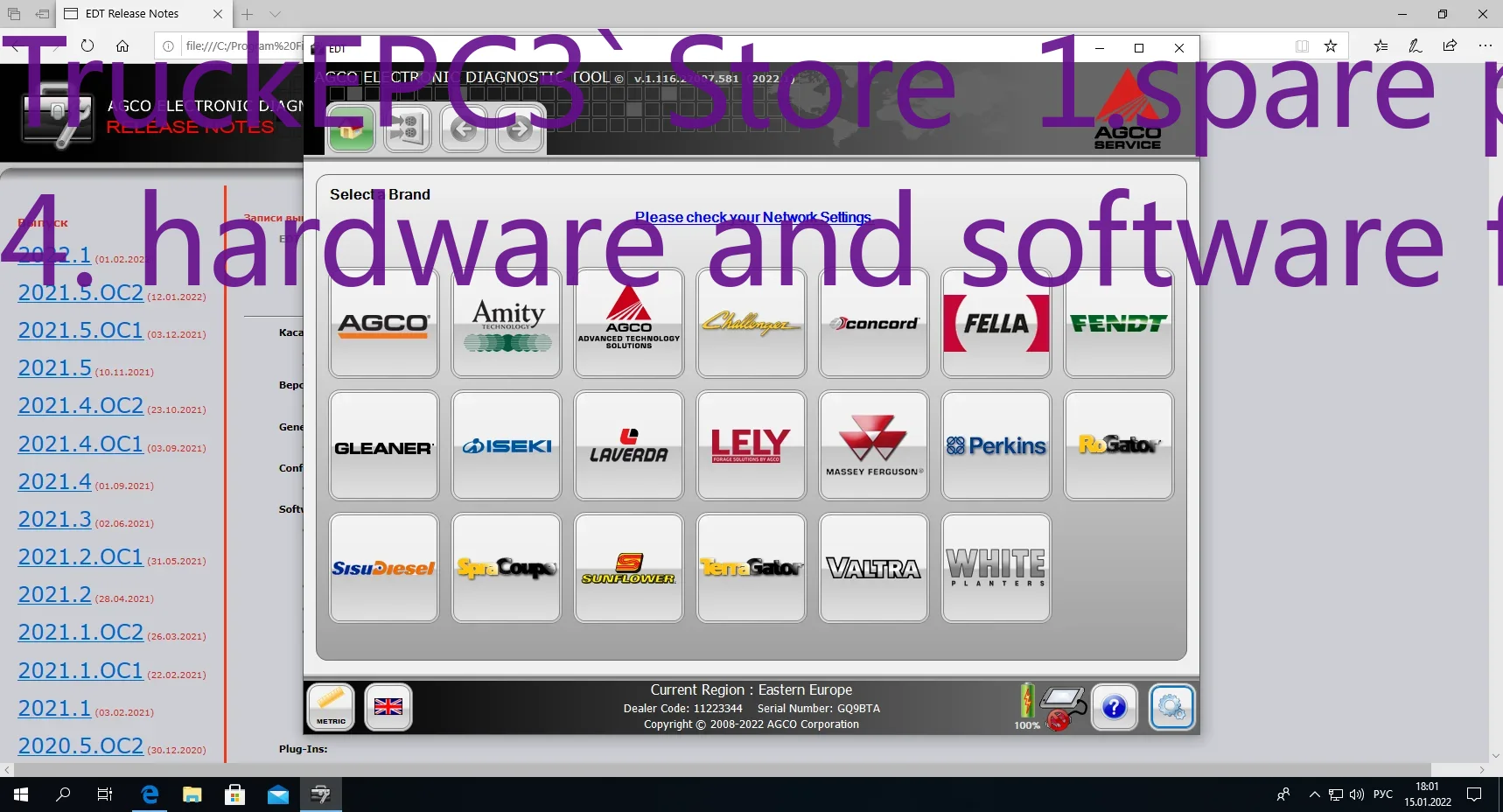 Tools Work - Outil de diagnostic électronique TruckEPC3 AGCO,
