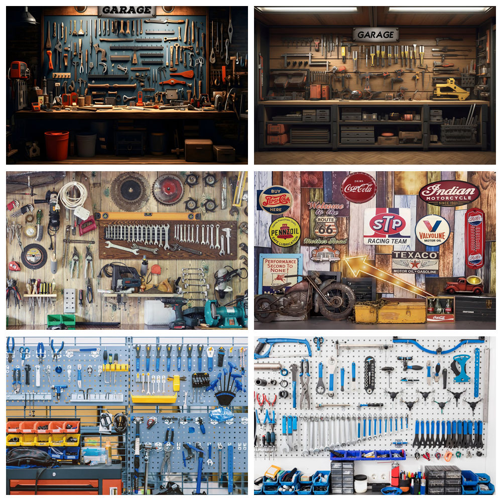 Toile de fond de Garage Vintag - Workshop Tools Background avis et prix