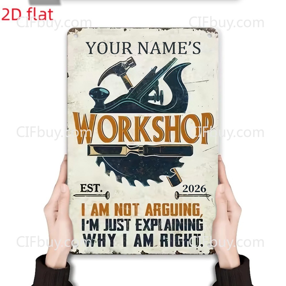 Panneau métallique personnalis - Tools Name In Workshop avis et prix