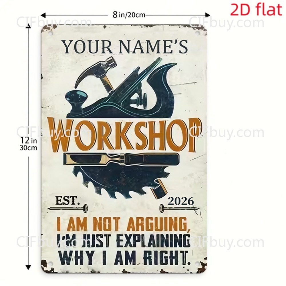 Panneau métallique personnalis - Tools Name In Workshop avis et prix